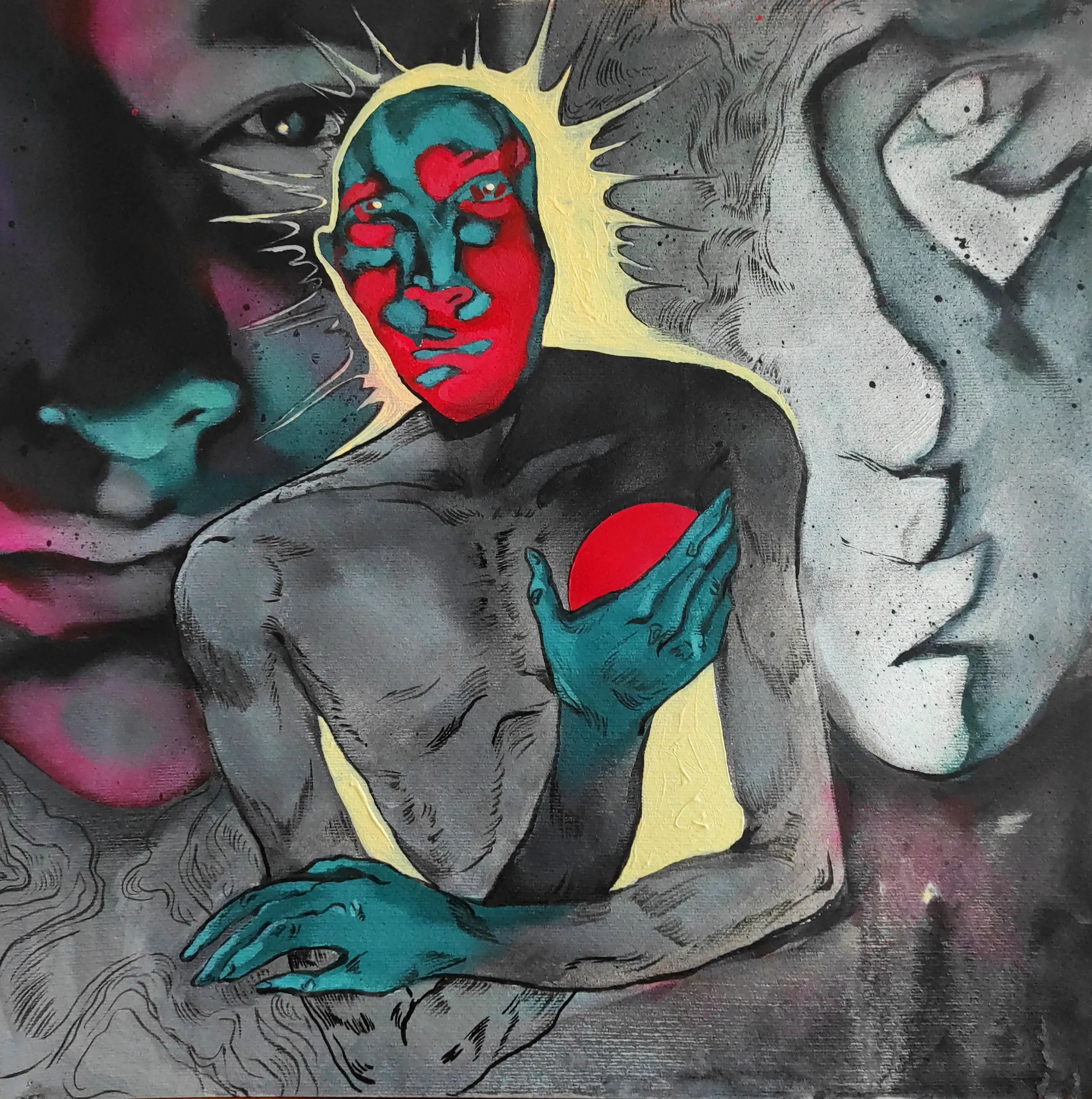 Зображення "Щоденний оксиморон №2" від Zhenya Machkovska, розмір: 40x40 см, матеріали: папір, акрил, медіум: Графіка, місто: Київ, серія: Щоденний оксиморон, ціна: $150 Фото 1 з 2.