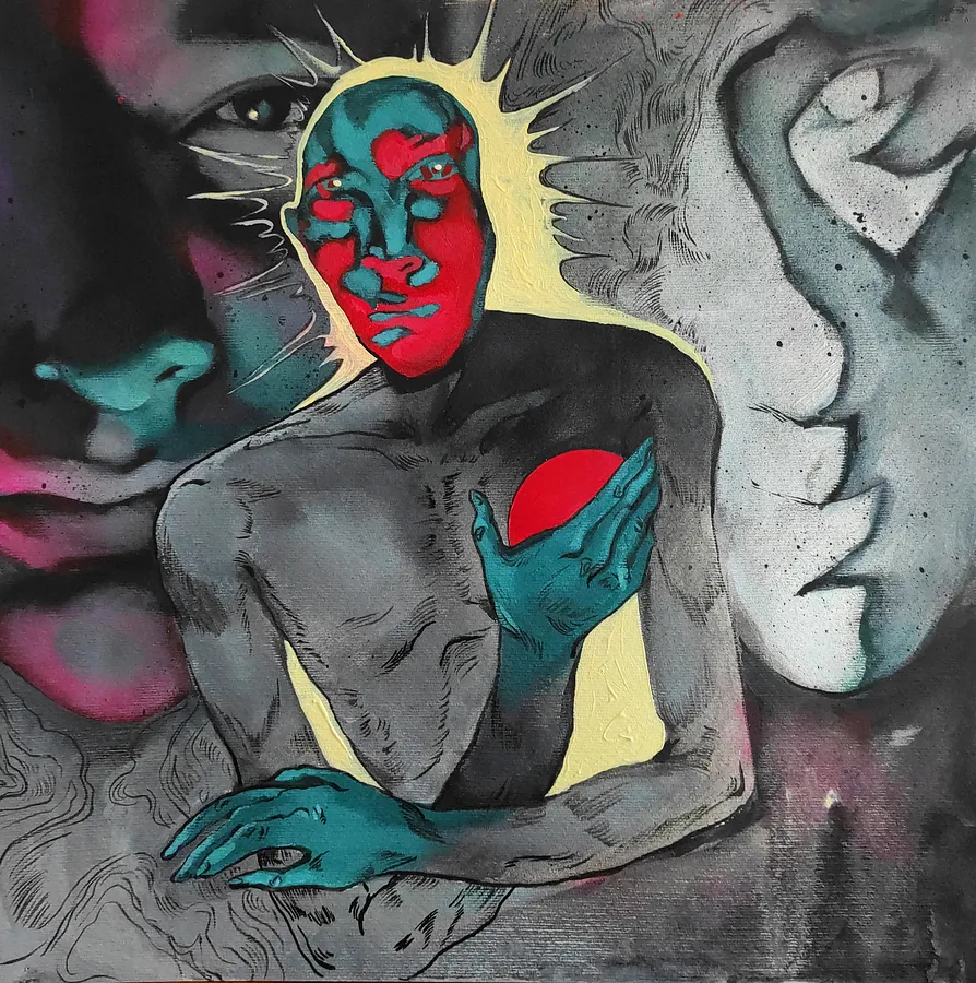 Зображення "Щоденний оксиморон №2" від Zhenya Machkovska, розмір: 40x40 см, матеріали: папір, акрил, медіум: Графіка, місто: Київ, серія: Щоденний оксиморон, ціна: $150 Фото 1 з 2.
